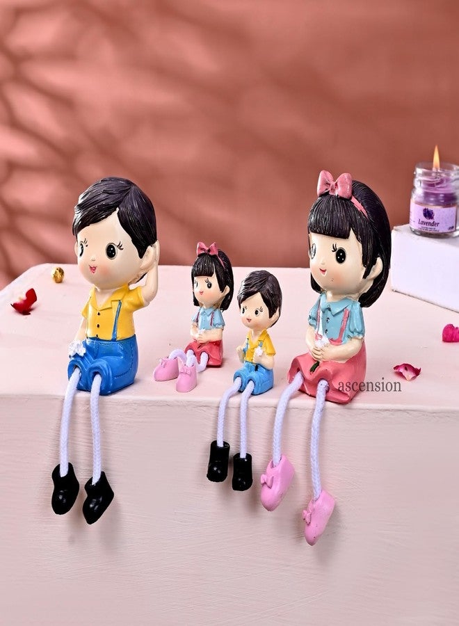 ascension Handcrafted Resin Family Dolls Set Mom Dad & Kids Figurines with Hanging Legs Statues Love Showpiece Decorative Items for Tabletop Birthday Gift Wedding Valentine's Day Home & Office Décor - Image 2